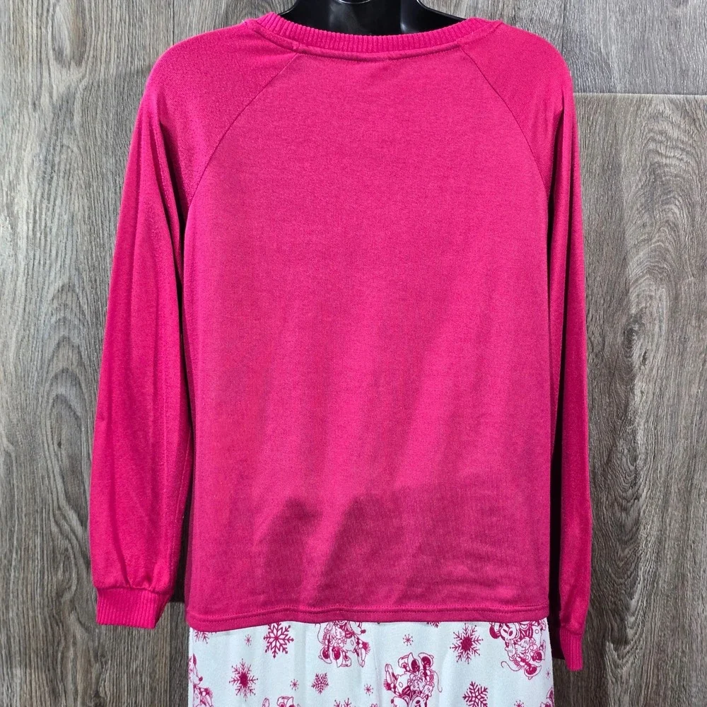 Disney Mickey Minnie Holiday Pajama Set‎ XS Rose Sangria Raglan Sleepwear - Picture 14 of 16